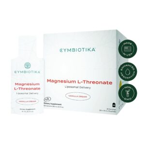 CYMBIOTIKA Magnesium L-Threonate 1300mg, Liposomal Delivery, Focus Memory Brain Support, Magnesium Supplement for Sleep, High Absorption, Keto, Vegan, Gluten Free, Vanilla...