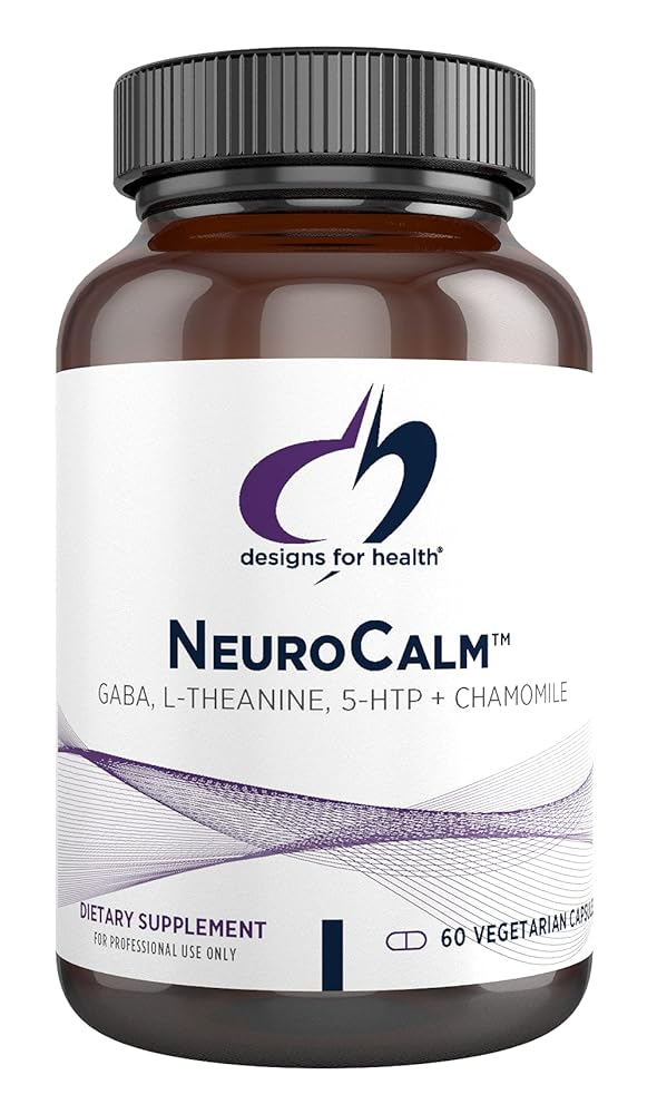 Designs for Health NeuroCalm - 5HTP GABA L-Theanine Supplement for Stress Response - Methylated B12, Vitamin B6, Taurine, Chamomile & Magnesium Supplement for Mood Support (60...