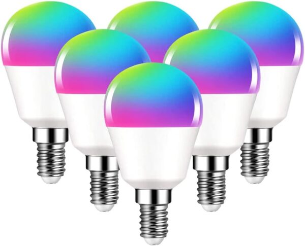 DOGAIN A15 Smart Light Bulbs, E12 Base Smart Bulb RGB Dimmable Color Changing Light Compatible with Alexa, Google Home WiFi-Bluetooth Bulb 6W=40W 500LM Ceiling Fan Light Bulbs...
