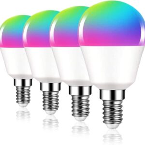 DOGAIN E12 Smart Light Bulbs, A15 Small Smart Bulb 6W=40W Compatible with Alexa, Google Home WiFi-Bluetooth RGB Color Changing Lights 500LM Candle Base Ceiling Fan Light Bulbs...