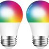 DOGAIN Smart Light Bulb E26 A15 RGB Color Changing Light Bulbs Compatible with Alexa Google Home 6W (40W Equivalent) Dimmable Multicolor WiFi LED 500LM (Only 2.4GHz) 2 Pack