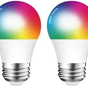 DOGAIN Smart Light Bulb E26 A15 RGB Color Changing Light Bulbs Compatible with Alexa Google Home 6W (40W Equivalent) Dimmable Multicolor WiFi LED 500LM (Only 2.4GHz) 2 Pack