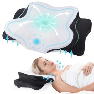 DONAMA Cervical Pillow for Neck Pain Relief,Contour Memory Foam Pillow,Ergonomic Orthopedic Neck Support Pillows for Side,Back and Stomach Sleepers with Breathable Pillowcase-Black