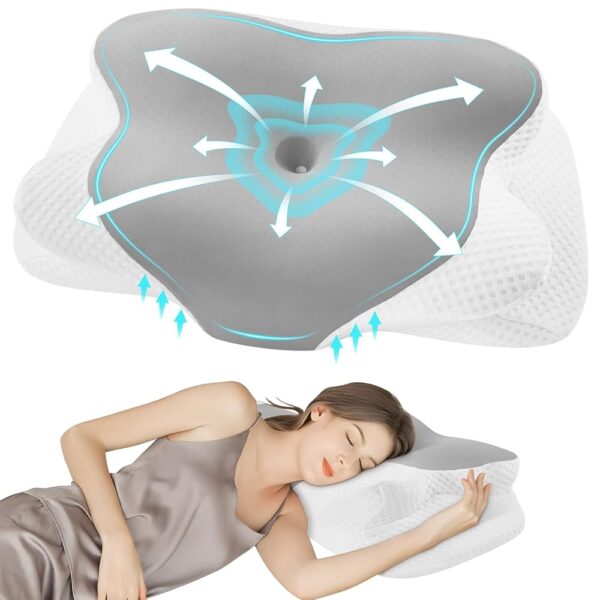 DONAMA Cervical Pillow for Sleeping, Contour Memory Foam Pillow for Neck and Shoulder Support, Ergonomic Neck Pillow for Side Back Stomach Sleepers, Bed Pillows with Cooling...