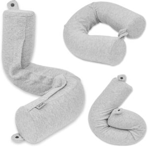 Dot&Dot Twist Memory Foam Travel Pillow for Airplanes - Travel Neck Pillow for Sleeping - Airplane Pillow for Neck Support, Chin, Lumbar and Leg - Adjustable, Bendable Neck Roll...