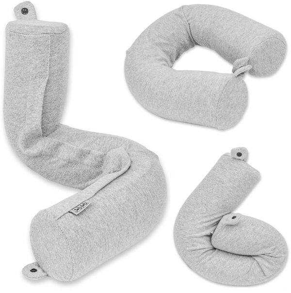 Dot&Dot Twist Memory Foam Travel Pillow for Airplanes - Travel Neck Pillow for Sleeping - Airplane Pillow for Neck Support, Chin, Lumbar and Leg - Adjustable, Bendable Neck Roll...