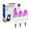 E12 Smart Bulb 60W Equivalent, 500LM 6W WiFi Candelabra LED Light Bulb Compatible with Alexa/Google Home, No Hub Required, RGBCW Chandelier Candle Bulb, 2.4G WiFi Only, ETL...