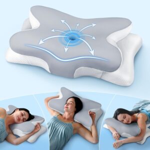 Effective Pain Relief Cervical Neck Pillow for Sleeping, Ergonomic Cooling Side Sleeper Pillow for Neck Support, Odorless Orthopedic Contour Memory Foam Pillows, Bed Pillow for...