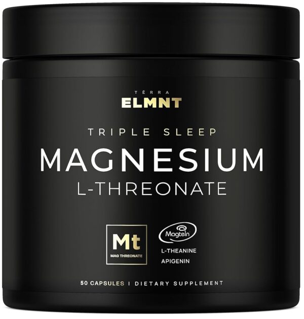 ELMNT Triple Sleep Magnesium Threonate w. Apigenin, Theanine & Magtein Magnesium L-Threonate - Highest Absorption Magnesium Supplement Capsules Natural Sleep Aid for Deep Sleep...