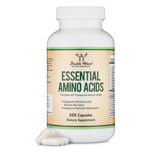 Essential Amino Acids - 1 Gram Per Serving Powder Blend of All 9 Essential Aminos (EAA) and All Branched-Chain Aminos (BCAAs) (Leucine, Isoleucine, Valine) 225 Capsules, Gluten...