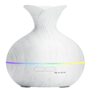 Essential Oil Diffusers for Home, 300ml Portable Small Aromatherapy Diffuser, Ultrasonic Diffusers for Essential Oils, Auto Shut-Off 4 Timers 15 Colors for Office Home (Grey)