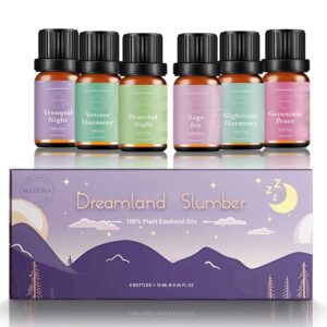 Essential Oils for Diffusers For Home - Dreamland Slumber Aromatherapy Oils Set for Humidifiers, 6x10ml - Essential Oil Blends Including Lavender, Cedar, Sweet Orange, Geranium,...