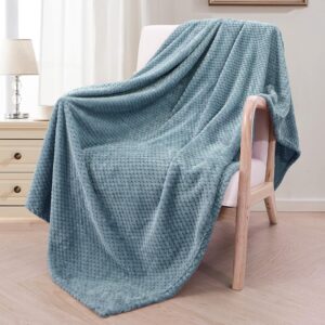 Exclusivo Mezcla Fleece Throw Blanket Extra Large, Super Soft and Warm Blankets for Couch, Sofa and Bed Waffle Textured, Cozy, Fuzzy and Lightweight (Slate Blue, 50x70 Inches)