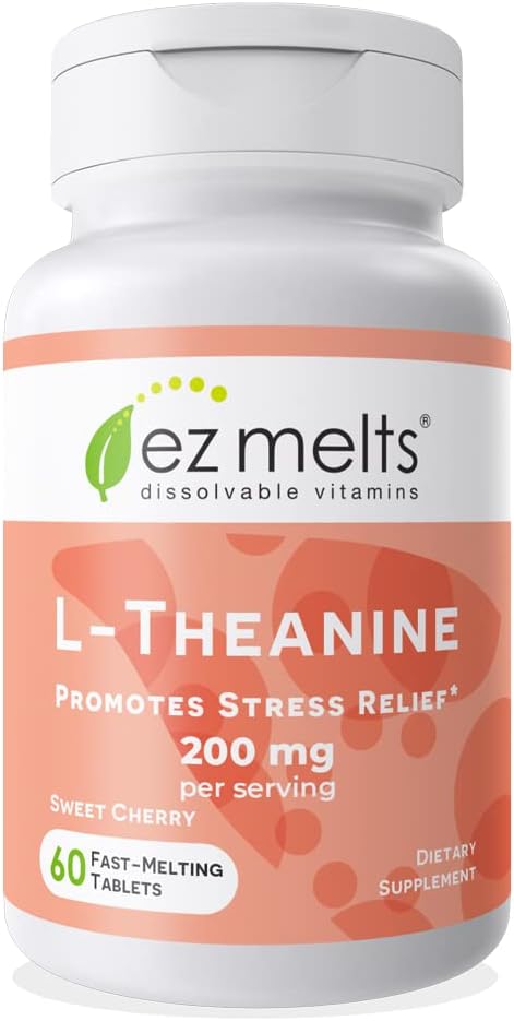 EZ Melts Dissolvable L-Theanine 200 mg, Sugar-Free, 1-Month Supply