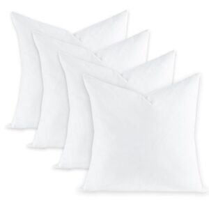 Feather Throw Pillow Inserts Set of 4, Soft Fluffy Square 20 x 20 Inches Decorative Pillow Insert, Feather and Down Filled Euro Pillows