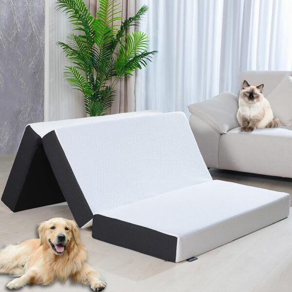 Folding Mattress Queen Size,6 inch Tri-fold Memory Foam Mattress Topper with Washable Cover, Non-Slip Bottom Mattress Guest Bed Queen Size, 78" x 58" x 6"