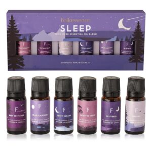 Folkulture Sleep Essential Oils Set | Pure Essential Oils for Diffusers for Home, Set of 6 Essential Oil Blend or Oil Diffuser Essential Oils - Lavender, Rosemary & Peppermint