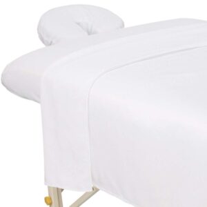 ForPro Professional Collection Premium Microfiber 3-Piece Massage Sheet Set, White, Ultra-Light, Stain, and Wrinkle-Resistant includes Massage Flat and Fitted Sheet and Massage...
