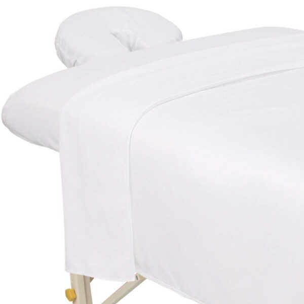 ForPro Professional Collection Premium Microfiber 3-Piece Massage Sheet Set, White, Ultra-Light, Stain, and Wrinkle-Resistant includes Massage Flat and Fitted Sheet and Massage...