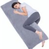 Full Body Pillow for Adults, Long Sleeping, Big Pillows Bed, Firm Large with Velvet Cover, 20x54 Inches (Dark Grey)