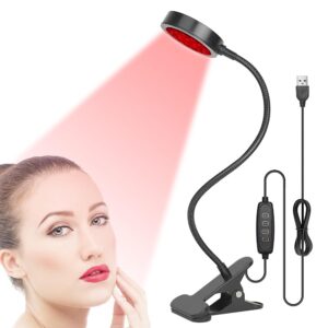 GREENIC Led Red Light Therapy Lamp, 660nm 850nm Small Portable USB Near Infrared Light Device at Home with Gooseneck and Clamp for Face, Body, Neck, Skin, Feet, Knee, Hands,...
