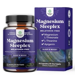High Absorption Magnesium Sleep Supplement - Magnesium Threonate Supplement with Apigenin 50mg L-Theanine 250mg per Serving Plus Lemon Balm Extract - Melatonin-Free Calm...