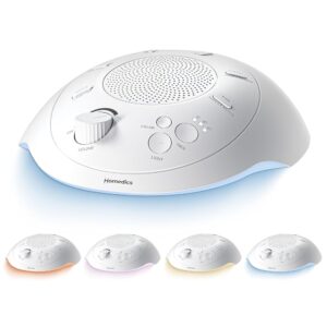Homedics Sleep Better Portable Sound Machine, Night Light,12 Soothing Sounds Including White Noise, Rain, and Thunderstorm, Ultra-Portable Design, Auto-Off Timer, Ideal for...