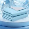 Homelike Moment Cooling Comforter Queen - Lightweight Cooling Blanket for Hot Sleepers Quickly Cool Down, Reversible Soft Breathable Summer Comforter Queen Full Size Blue/Grey