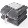 Homemate Electric Heated Blanket Twin - 62"x84" Heating Bed Blankets Throw with 10 Heating Levels 8 Hours Auto Off Fast Heating Over-Heated Protection Ultra Soft Warm Flannel...