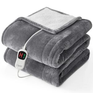 Homemate Electric Heated Blanket Twin - 62"x84" Heating Bed Blankets Throw with 10 Heating Levels 8 Hours Auto Off Fast Heating Over-Heated Protection Ultra Soft Warm Flannel...