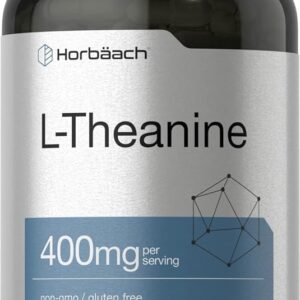 Horbäach L-Theanine 400mg | 400 Capsules | High Potency Supplement | Non-GMO & Gluten Free