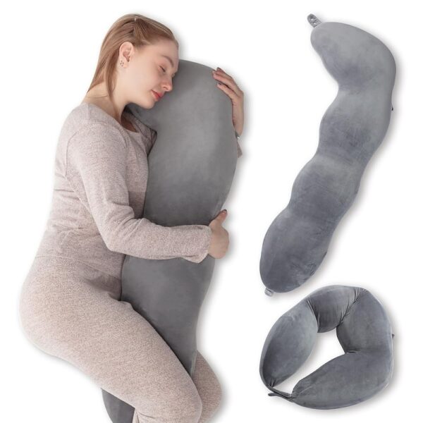 HugPillow Weighted Memory Foam Multi-Functional Body Pillow with Fleece Cover, Side Sleeper Body Pillow, Long Firm Bed Pillow, Machine Washable Cover