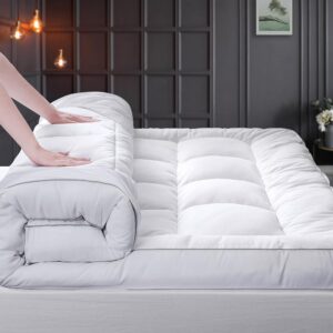 HYPREST Extra Thick Mattress Topper Queen, Pillow Top Mattress Topper Overfilled 1300 GSM Down Alternative for Back Pain, Cotton Super Soft Quilted Cooling Mattress Pad 8-24"...
