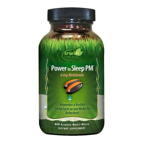 Irwin Naturals Power to Sleep PM - 60 Liquid Soft-Gels - with 6mg Melatonin, GABA, Ashwagandha, Valerian Root & L-Theanine - 30 Servings