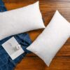 JA COMFORTS 12×20 Premium Goose Down Feather Throw Pillow Inserts(Set of 2)-5% Down Filling,High Filling Weight,250 TC Cotton Cover, Square, White