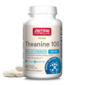 Jarrow Formulas Regular Strength Theanine 100 mg, Dietary Supplement, 60 Capsules, 60 Day Supply