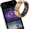 JCRing Smart Ring Fitness Tracker, Sleep Tracking Wearable, Accurate Monitoring of Pedometer, Heart, Temperature, Titanium Ring with Charging Case, APP for iOS & Android(Gold...