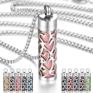 JEAN SMILE Essential Oil Necklace for Women, Aromatherapy Pendant Necklace 316L Stainless Steel Diffuser Necklace, Essential Oil Jewelry Gift for Men Women, Christmas, Birthday...
