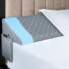 Kayfia Queen Size Pillow Wedge for Headboard Gap Bed Gap Filller (0-8") Mattress Space Filler Pillow Stopper with 2 Side Pocket Triangle Foam Pillow Wedge Between Headboard...
