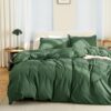 KINMEROOM Olive Green Duvet Cover Queen Size Set, 3 Pieces, 1 Soft Bedding Duvet Cover 90×90 Inches with Zipper Closure 8 Ties and 2 Pillow Shams for Queen Size Bed (Olive, Queen)