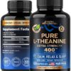 L Theanine 400 mg | L-Theanine Stress Relief | Extra Strength Supplement | Made in USA | Relaxation, Sleep & Calm Support | For Men & Women | Plant Based, Non-GMO & Gluten-Free...