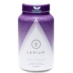 Levium Sleep Formula Supplement | Natural Relaxation Aid Capsules with Melatonin, GABA, L-Theanine, Magnesium | 60 Count Bottle – 30 Day Supply