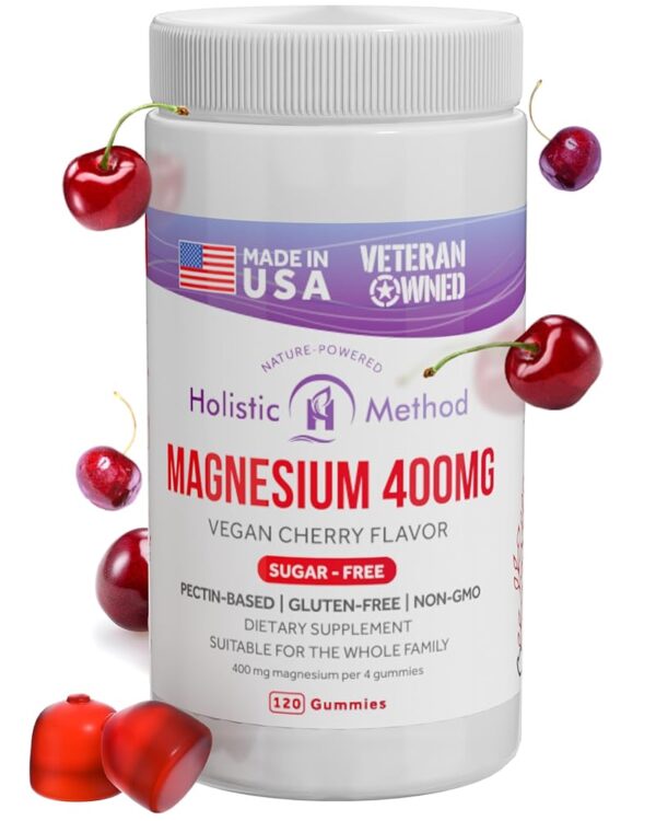 Magnesium Citrate Gummies - Sugar-Free, Vegan and Non-GMO for Better Sleep and Relaxation - No Sugar Alcohol - Magnesium Supplement for Adults, Teens and Kids - Cherry - 120 Chews