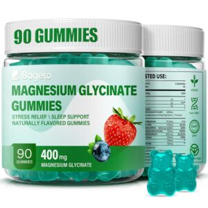 Magnesium Glycinate Gummies 400mg for Adults & Kids,90 Sugar Free Magnesium Gummies with 200mg Magnesium L-Threonate,Ashwagandha,for Sleep,Stress & Muscle,Relief (90 Count,...