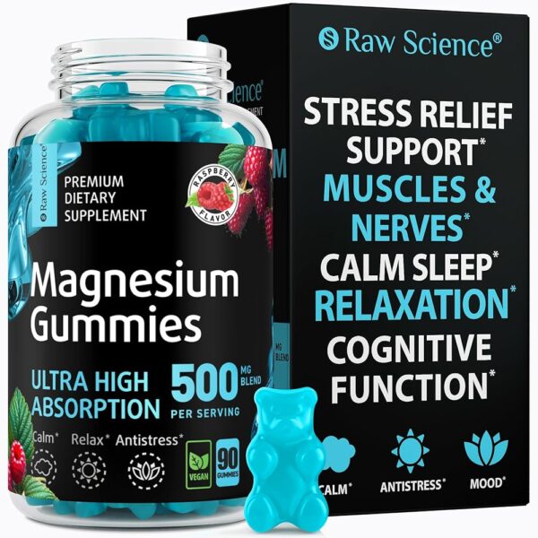 Magnesium Gummies for Adults - Calm Magnesium Complex 500 mg - Magnesium Citrate, Malate, Taurate & Oxide - Magnesium Supplement for Sleep, Muscle Relaxation and Legs Cramp...