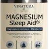 Magnesium Sleep Aid - Magnesium Complex Supplement with Melatonin for Sleep - Magnesium Glyncinate 500mg, Magnesium L-Theanine - 120 Capsules