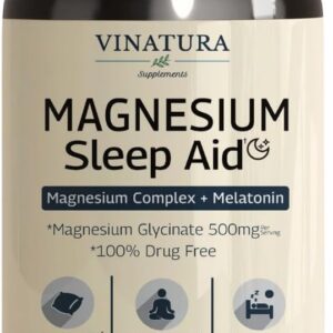 Magnesium Sleep Aid - Magnesium Complex Supplement with Melatonin for Sleep - Magnesium Glyncinate 500mg, Magnesium L-Theanine - 120 Capsules