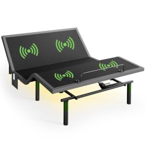 Marsail MS01-2 Queen Adjustable Bed Base with Massage-APP Connects Adjustable Bed Frame with 4 Height Options, 3 Minutes Fast Assembly, Wireless Control Adjustable Bed with...