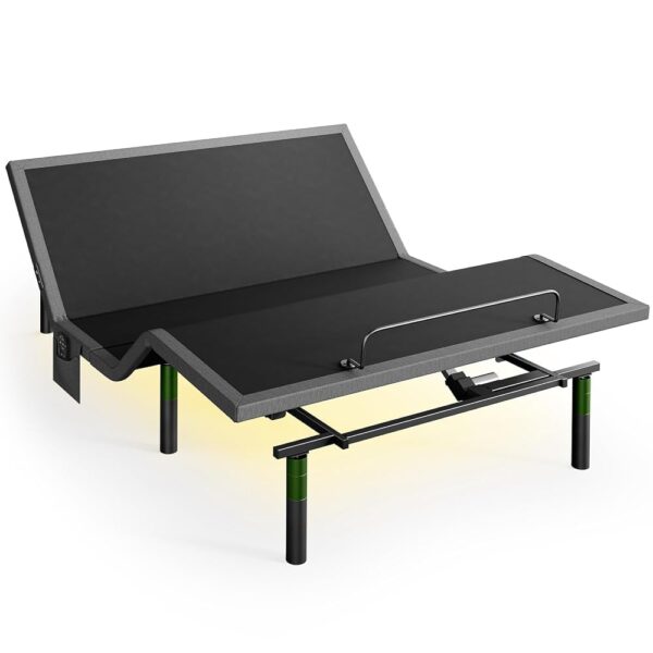 Marsail MS01 Full Adjustable Bed Base, 4 Ports USB A&C Adjustable Bed Frame with Under-Bed Nightlight, 3 Minutes Fast Assembly, Wireless Remote Control Adjustable Bed with 4...