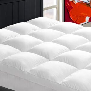 Mattress Topper King for Back Pain, Extra Thick Mattress Pad Cover, Pillow Top Mattress Topper King, Down Alternative Bed Topper with 8-21 Deep Pocket,White